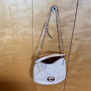 Coach Cream Pebbled Leather Hobo Shoulder Bag with Gold Hardware